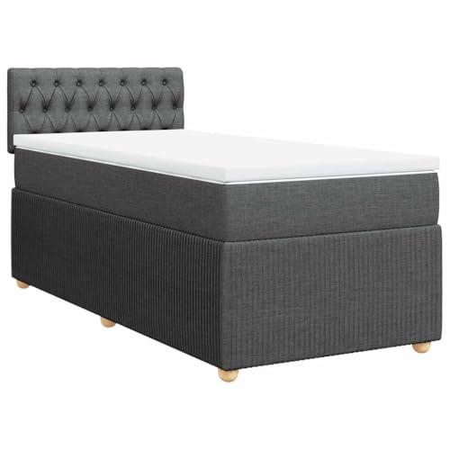 Hommdiy Boxspringbett Doppelbett mit Matratze und Topper Bettgestell mit Kopfteil Polsterbett Bett für Schlafzimmer Dunkelgrau 80x200cm-Knopfheftung Design von Hommdiy