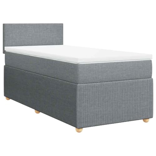 Hommdiy Boxspringbett Doppelbett mit Matratze und Topper Bettgestell mit Kopfteil Polsterbett Bett für Schlafzimmer Hellgrau 100x200cm-Schlichtes Design Hommdiy Boxspringbett Doppelbett mit Matratze und Topper Bettgestell mit Kopfteil Polsterbett Bett für Schlafzimmer Hellgrau 100x200cm-Schlichtes Design von Hommdiy