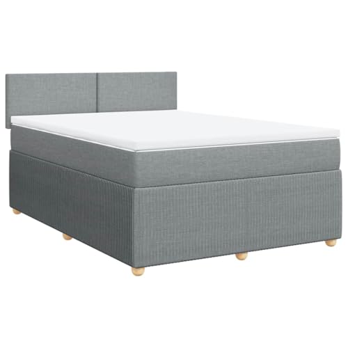 Hommdiy Boxspringbett Doppelbett mit Matratze und Topper Bettgestell mit Kopfteil Polsterbett Bett für Schlafzimmer Hellgrau 140x190cm-Schlichtes Design Hommdiy Boxspringbett Doppelbett mit Matratze und Topper Bettgestell mit Kopfteil Polsterbett Bett für Schlafzimmer Hellgrau 140x190cm-Schlichtes Design von Hommdiy