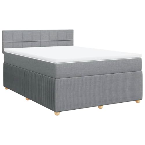 Hommdiy Boxspringbett Doppelbett mit Matratze und Topper Bettgestell mit Kopfteil Polsterbett Bett für Schlafzimmer Hellgrau 140x200cm-Block mit Quadraten Hommdiy Boxspringbett Doppelbett mit Matratze und Topper Bettgestell mit Kopfteil Polsterbett Bett für Schlafzimmer Hellgrau 140x200cm-Block mit Quadraten von Hommdiy