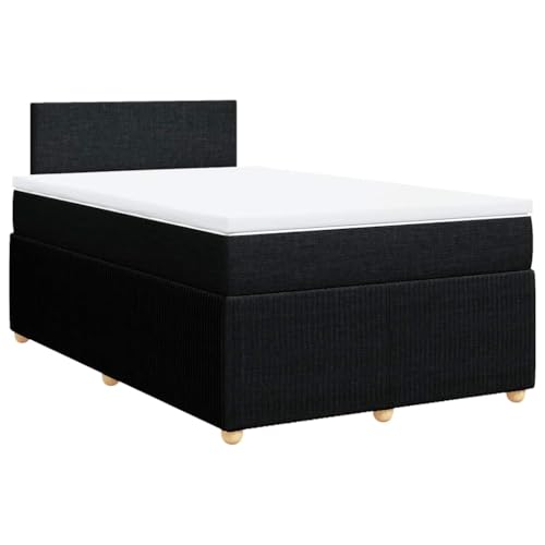 Hommdiy Boxspringbett Doppelbett mit Matratze und Topper Bettgestell mit Kopfteil Polsterbett Bett für Schlafzimmer Schwarz 120x190cm-Schlichtes Design von Hommdiy