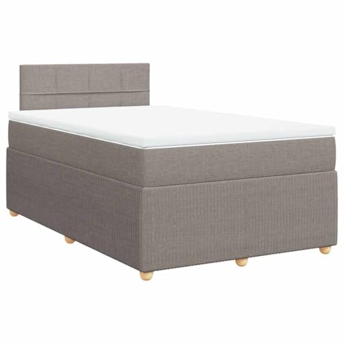 Hommdiy Boxspringbett Doppelbett mit Matratze und Topper Bettgestell mit Kopfteil Polsterbett Bett für Schlafzimmer Taupe 120x200cm-Block mit Quadraten von Hommdiy