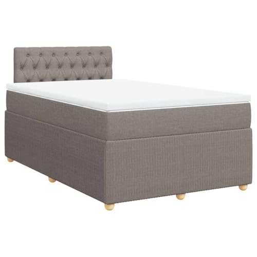 Hommdiy Boxspringbett Doppelbett mit Matratze und Topper Bettgestell mit Kopfteil Polsterbett Bett für Schlafzimmer Taupe 120x200cm-Knopfheftung Design von Hommdiy