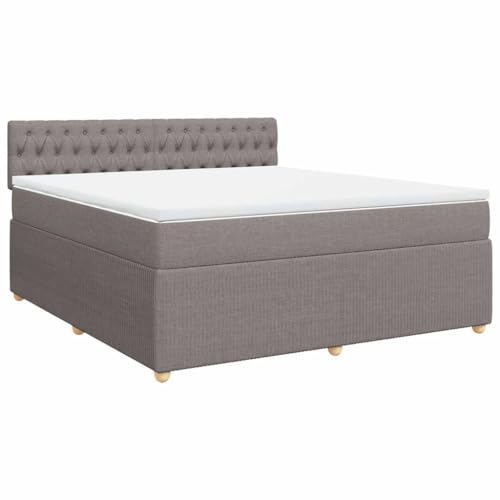Hommdiy Boxspringbett Doppelbett mit Matratze und Topper Bettgestell mit Kopfteil Polsterbett Bett für Schlafzimmer Taupe 180x200cm-Knopfheftung Design von Hommdiy