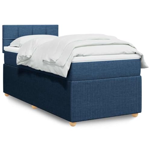 Hommdiy Boxspringbett mit Matratze Blau 100x200 cm Stoff Block mit Quadraten Hommdiy Boxspringbett mit Matratze Blau 100x200 cm Stoff Block mit Quadraten von Hommdiy