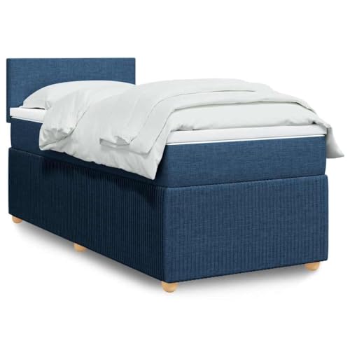 Hommdiy Boxspringbett mit Matratze Blau 90x200 cm Stoff Schlichtes Design von Hommdiy