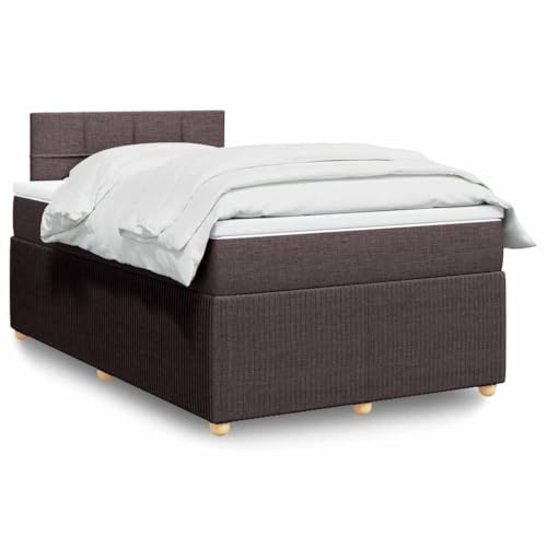 Hommdiy Boxspringbett mit Matratze Dunkelbraun 120x200 cm Stoff Block mit Quadraten von Hommdiy