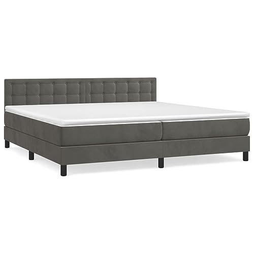 Hommdiy Boxspringbett, Bett mit Matratze Kopfteil, Doppelbett Bettgestell mit Lattenrost, Polsterbett Bettrahmen, Samt,Dunkelgrau, 200x200 cm,Muster 6 von Hommdiy