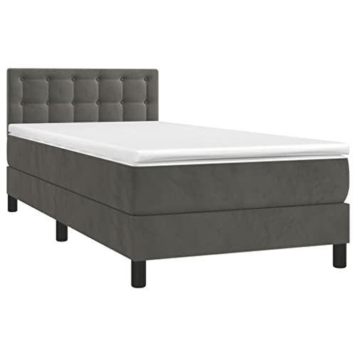 Hommdiy Boxspringbett mit Matratze Dunkelgrau 80x200 cm Samt von Hommdiy