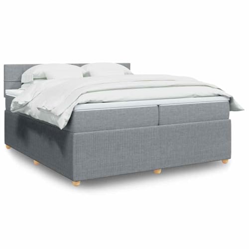 Hommdiy Boxspringbett mit Matratze Hellgrau 200x200 cm Stoff Block mit Quadraten Hommdiy Boxspringbett mit Matratze Hellgrau 200x200 cm Stoff Block mit Quadraten von Hommdiy