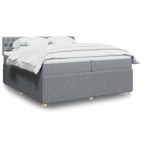 Hommdiy Boxspringbett mit Matratze Hellgrau 200x200 cm Stoff Knopfheftung Design Hommdiy Boxspringbett mit Matratze Hellgrau 200x200 cm Stoff Knopfheftung Design von Hommdiy