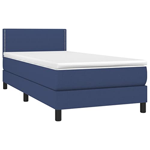 Hommdiy Boxspringbett mit Matratze LED Polsterbett Einzelbett Bett Bettgestell Lattenrost Bettrahmen Schlafzimmerbett Hotelbett1 Blau 100x200cm StoffFlach mit Nägeln Hommdiy Boxspringbett mit Matratze LED Polsterbett Einzelbett Bett Bettgestell Lattenrost Bettrahmen Schlafzimmerbett Hotelbett1 Blau 100x200cm StoffFlach mit Nägeln von Hommdiy