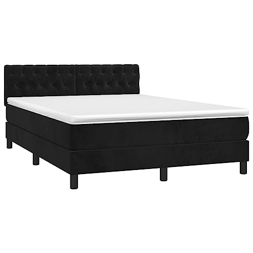 Hommdiy Boxspringbett mit Matratze Schwarz 140x200 cm Samt，Geeignet für alle Arten von Schlafzimmern von Hommdiy