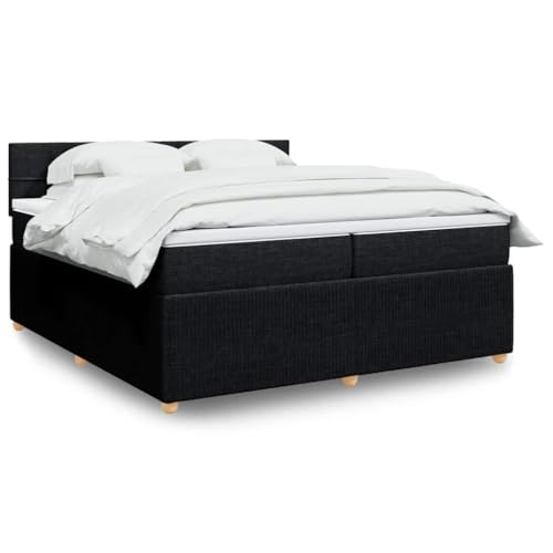 Hommdiy Boxspringbett mit Matratze Schwarz 200x200 cm Stoff Block mit Quadraten Hommdiy Boxspringbett mit Matratze Schwarz 200x200 cm Stoff Block mit Quadraten von Hommdiy