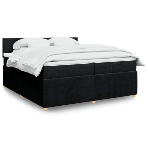 Hommdiy Boxspringbett mit Matratze Schwarz 200x200 cm Stoff Schlichtes Design von Hommdiy