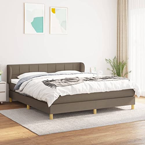 Hommdiy Boxspringbett mit Matratze Taupe 160x200 cm Stoff Bettgestell Polsterbett Bett Lattenrost Bettrahmen Schlafzimmerbett Hommdiy Boxspringbett mit Matratze Taupe 160x200 cm Stoff Bettgestell Polsterbett Bett Lattenrost Bettrahmen Schlafzimmerbett von Hommdiy