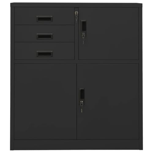 Hommdiy Büroschrank Aktenschrank Büromöbel Schrank Lagerschrank Metallschrank Stahlschrank Anthrazit 90x40x102 cm Stahl von Hommdiy