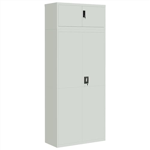 Hommdiy Büroschrank Aktenschrank Lagerschrank Mehrzweckschrank Metallschrank 25 Fachböden Pulverbeschichtung Stahlblech Grau 90x40x220 cm von Hommdiy