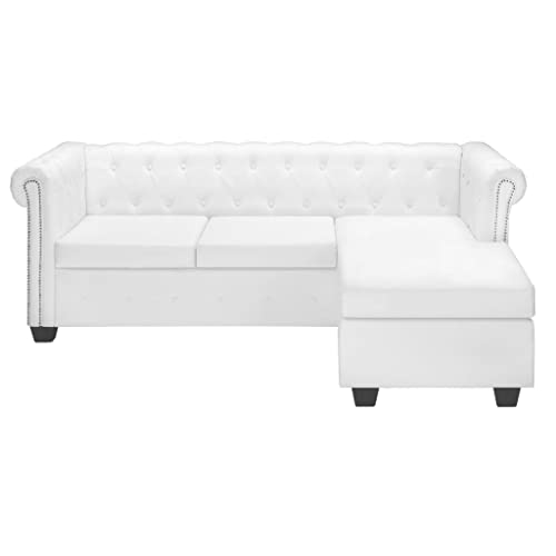 Hommdiy Chesterfield Sofa in L-Form Kunstleder Weiß Hommdiy Chesterfield Sofa in L-Form Kunstleder Weiß von Hommdiy