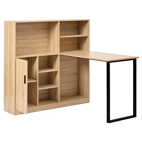 Hommdiy Computertisch,Regal-Schreibtisch,Schrankschreibtisch Arbeitstisch, Schrankschreibtisch, Natur 120cm von Hommdiy