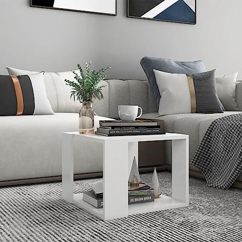 Hommdiy Couchtisch Beistelltisch Wohnzimmertisch Kaffeetisch Sofatisch Teetisch Tisch Wohnzimmer 40x40x30cm (Weiß) von Hommdiy