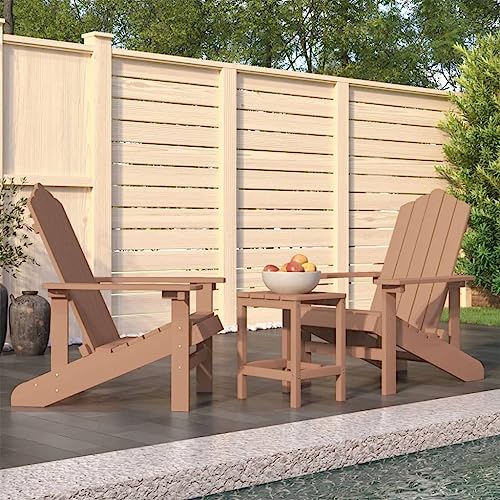 Hommdiy Deckchair Adirondack Stuhl Adirondack-Gartenstühle mit Tisch HDPE Braun von Hommdiy