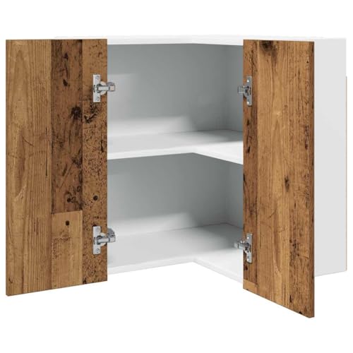 Hommdiy Eck-Hängeschrank Lyon Altholz-Optik 57x57x60 cm Küchenschrank Holzwerkstoff Küchenzeile Küchenmöbel Unterschrank Küchenunterschrank Schrank von Hommdiy