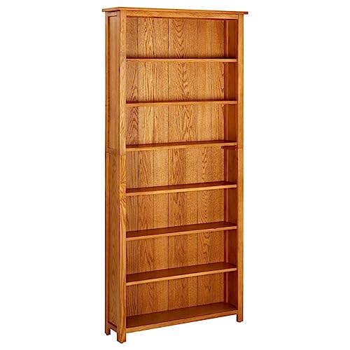 Hommdiy Eiche Massiv Bücherregal Standregal Aktenregal Holzregal Regal 7 Fächer 90x22,5x200 cm Massivholz von Hommdiy