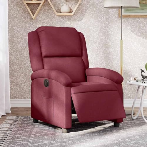 Hommdiy Elektrisch Relaxsessel Fernsehsessel mit Liegefunktion TV Sessel für Wohnzimmer Weißrot von Hommdiy