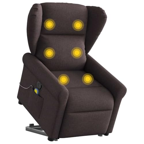 Hommdiy Elektrischer Massagesessel mit Aufstehhilfe, Relaxsessel, Sessel mit Aufstehhilfe, Massagestuhl Dunkelbraun,Manuelles Neigesystem,Mit Massage von Hommdiy