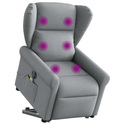 Hommdiy Elektrischer Massagesessel mit Aufstehhilfe, Relaxsessel, Sessel mit Aufstehhilfe, Massagestuhl Hellgrau,Elektrisches Neigungssystem,Mit Massage von Hommdiy