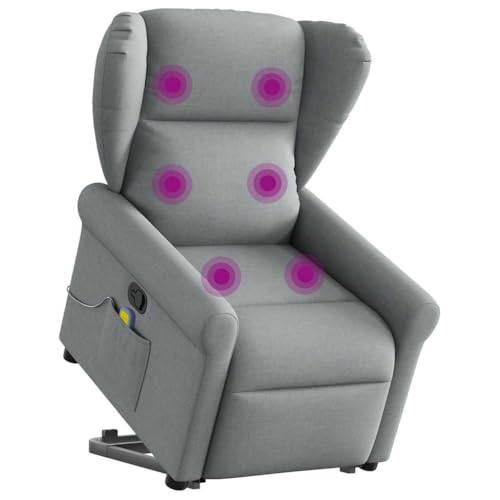 Hommdiy Elektrischer Massagesessel mit Aufstehhilfe, Relaxsessel, Sessel mit Aufstehhilfe, Massagestuhl Hellgrau,Manuelles Neigesystem,Mit Massage von Hommdiy