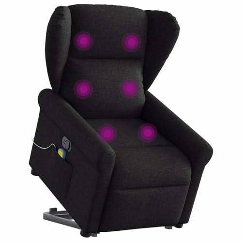 Hommdiy Elektrischer Massagesessel mit Aufstehhilfe, Relaxsessel, Sessel mit Aufstehhilfe, Massagestuhl Schwarz,Manuelles Neigesystem,Mit Massage von Hommdiy