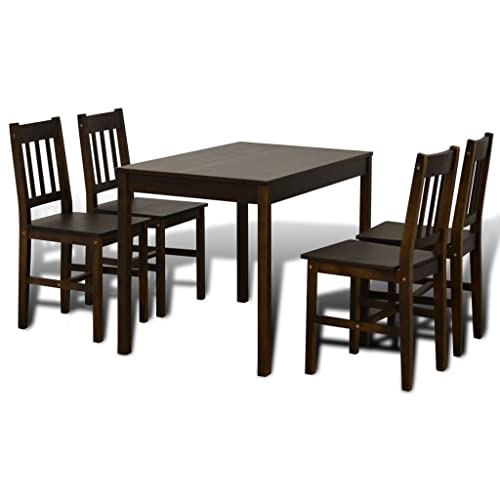 Hommdiy Esstisch mit 4 Stühlen, Essgruppe Esszimmergarnitur Holztisch Küchentisch für Esszimmer küche Braun von Hommdiy