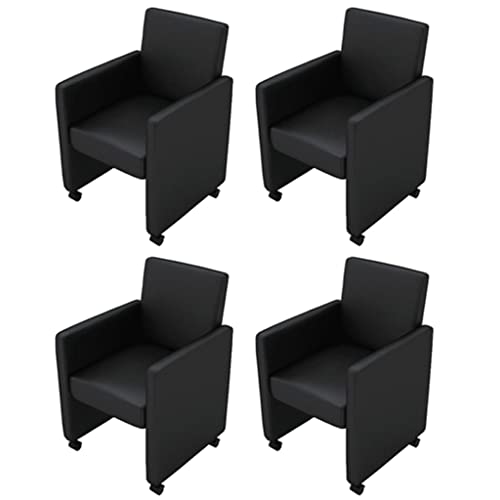 Hommdiy Esszimmerstühle Esszimmer Sessel Essstuhl Küchenstuhl Cocktailsessel Stuhlgruppe Sitzgruppe Stühle 4 STK. Schwarz Kunstleder von Hommdiy