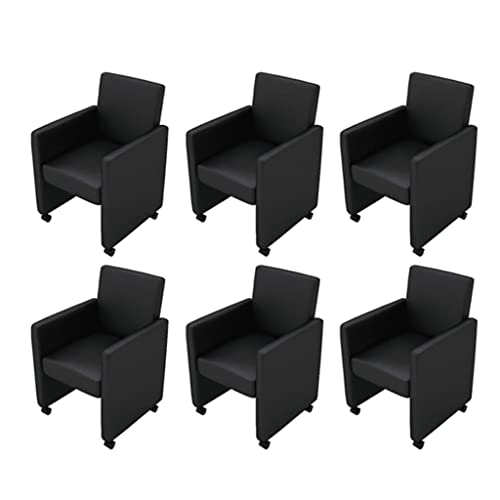 Hommdiy Esszimmerstühle Esszimmer Sessel Essstuhl Küchenstuhl Cocktailsessel Stuhlgruppe Sitzgruppe Stühle 6 STK. Schwarz Kunstleder von Hommdiy