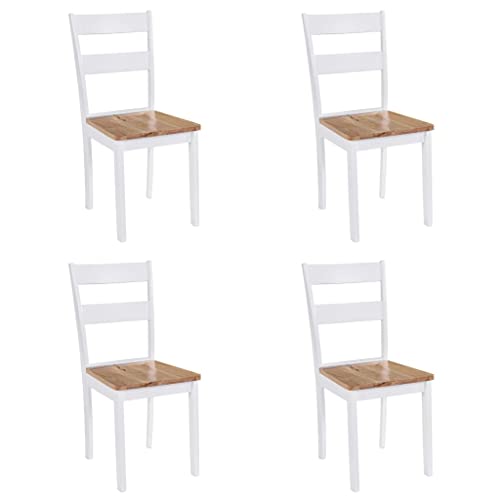 Hommdiy Esszimmerstuhl Gummiholz Massiv Essstuhl Küchenstuhl Stuhl Set Stühle Wohnzimmerstuhl Esszimmerstühle Stuhlgruppe Restaurantstuhl Esszimmerstühle 4 STK. Weiß Kautschukbaum Massivholz von Hommdiy