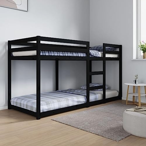 Hommdiy Etagenbett Schwarz 80x200 cm Massivholz Kiefer von Hommdiy