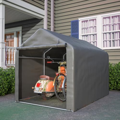 Hommdiy Fahrradgarage, Geräteschuppen, Garagenzelt, Gartenhaus Lagerzelt Fahrradschuppen Werkzeugzelt Lagergarage, Dunkelgrau 160x220x165 cm von Hommdiy