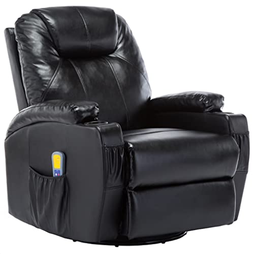 Hommdiy Fernsehsessel Massage-Schaukelsessel Schwarz Kunstleder Sessel von Hommdiy
