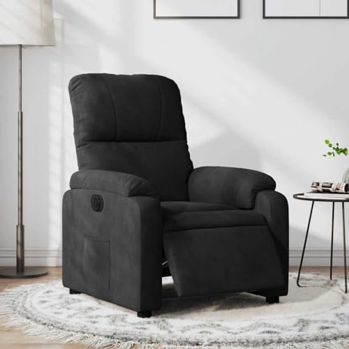 Hommdiy Fernsehsessel Relaxsessel mit Liegefunktion Elektrisch Schwarz Mikrofasergewebe von Hommdiy