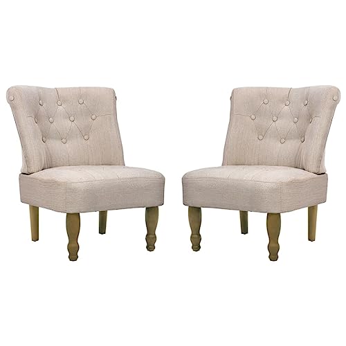 Hommdiy Französische Sessel 2 STK. Creme Stoff von Hommdiy