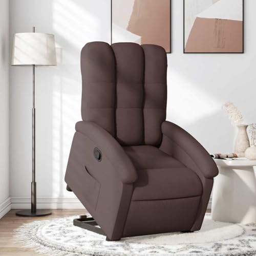 Hommdiy Freizeitsessel elektrisch Verstellbarer Massagesessel (mit Aufstehhilfe) mit Heizung USB-Anschluss (ohne Stromanschluss) Dunkelbraun Manuelles Neigesystem Ohne Massage von Hommdiy
