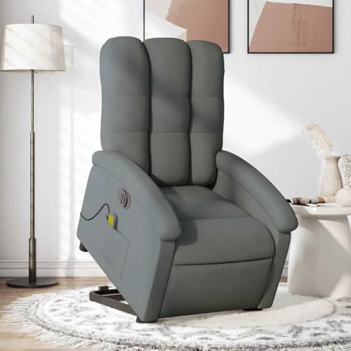 Hommdiy Freizeitsessel elektrisch Verstellbarer Massagesessel (mit Aufstehhilfe) mit Heizung USB-Anschluss (ohne Stromanschluss) Dunkelgrau Elektrisches Neigungssystem Mit Massage von Hommdiy