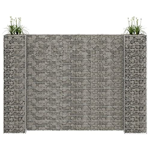 Hommdiy Gabionen Pflanzkorb H-förmig Steinkorb Blumentopf Wand Mauer Gabione Drahtkorb Pflanzkübel Blumenkasten Stahldraht 260x40x180 cm von Hommdiy