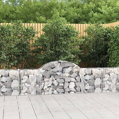 Hommdiy Gabionen mit Hochbogen 5 STK. 200x30x60/80 cm Verzinktes Eisen von Hommdiy