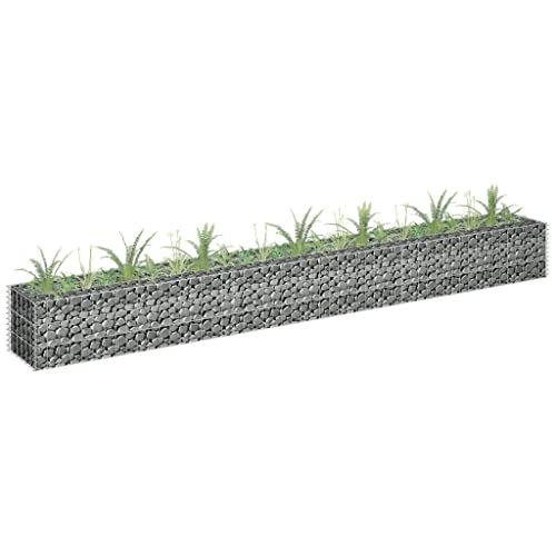 Hommdiy Gabionenwand mit Abdeckung Gabione Steingabionen Steinkorb Gabionen Wand Drahtkorb Draht Mauer Verzinkter Stahl Gabione Pflanzkasten Steinkorb Wand Blumenkasten Hochbeet 270 x 30 x 30 cm von Hommdiy