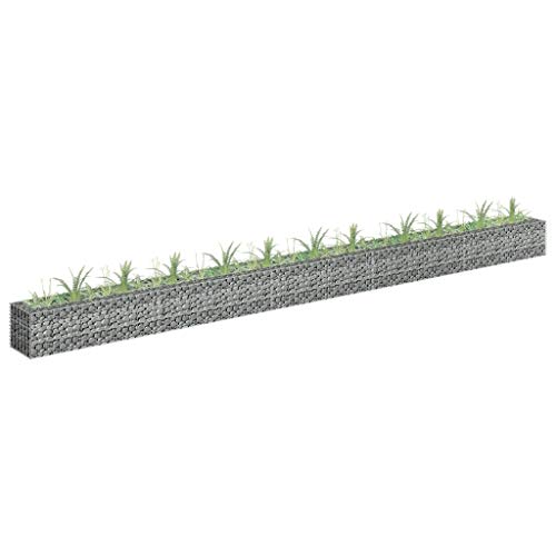 Hommdiy Gabionenwand mit Abdeckung Gabione Steingabionen Steinkorb Gabionen Wand Drahtkorb Draht Mauer Verzinkter Stahl Gabione Pflanzkasten Steinkorb Wand Blumenkasten Hochbeet 450 x 30 x 30 cm von Hommdiy