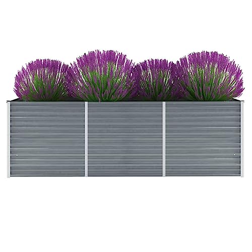 Hommdiy Garten-Hochbeet Verzinkter Stahl, Pflanzkasten Blumenkasten Gemüsebeet Pflanzkübel Gartenbeet Pflanzbeet (Grau-240 x 80 x 77 cm) von Hommdiy