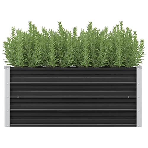 Hommdiy Garten-Hochbeet Verzinkter Stahl, Pflanzkasten Blumenkasten Gemüsebeet Pflanzkübel Pflanzbeet,Anthrazit (Anthrazit-100 x 40 x 45 cm) von Hommdiy